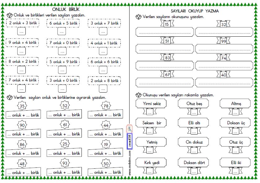 2. Sınıf Matematik Kasım Tatili Ödev Paketi